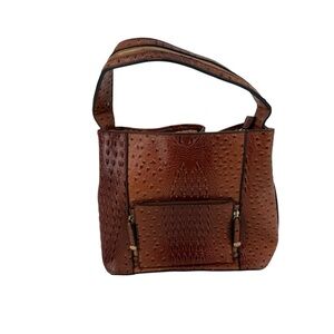 Chic Brown Faux Ostrich Large Shoulder Bag Purse